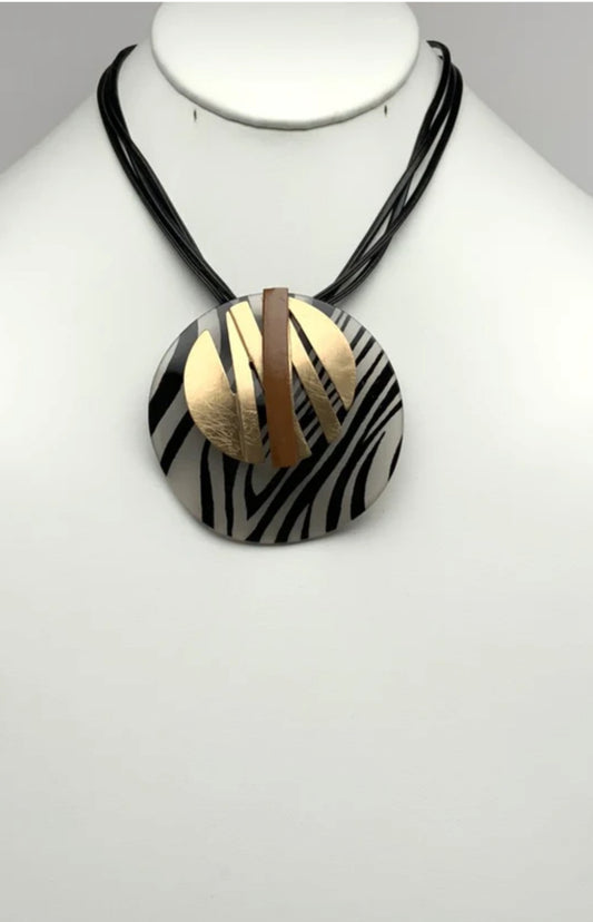 Zebra Eclipse Pendant Necklace "Simple, Bold & Fearless"